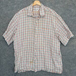 Peter Millar 100% linen Button Shirt Mens XL Extra‎ Large Pocket Plaid Casual